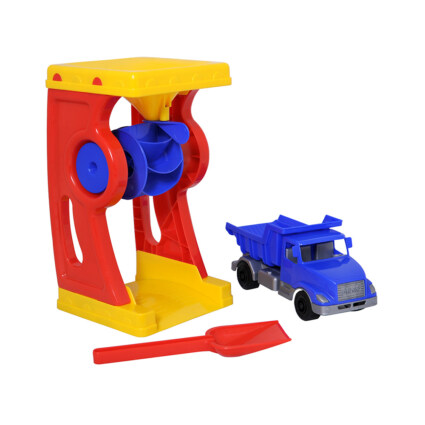 Sandhjul med bil och spade