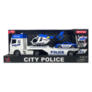 Lastbil med helikopter & bil