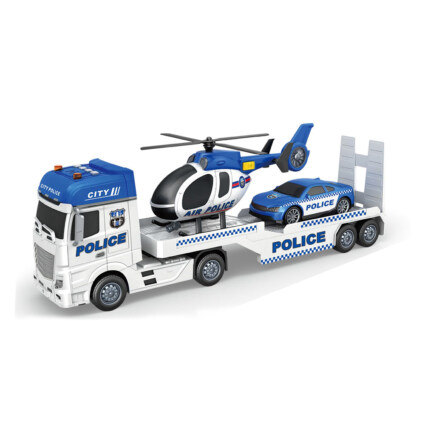 Lastbil med helikopter & bil