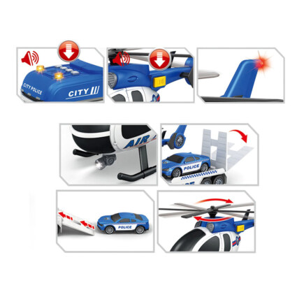 Lastbil med helikopter & bil